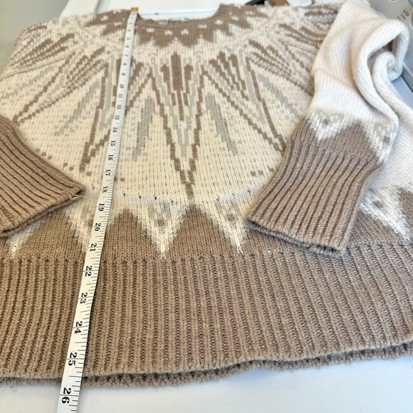 Adam Lippes Collective Fair Isle Wool Blend Crew Neck Sweater Cream Brown Large - Picture 6 of 10